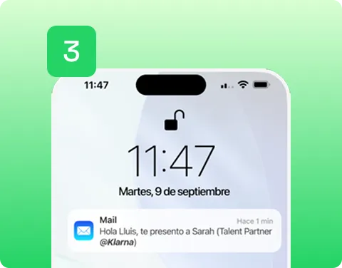 Después hago las presentaciones. Conexiones directas con reclutadores, fundadores y responsables de selección. Sin formularios. Sin esperas.