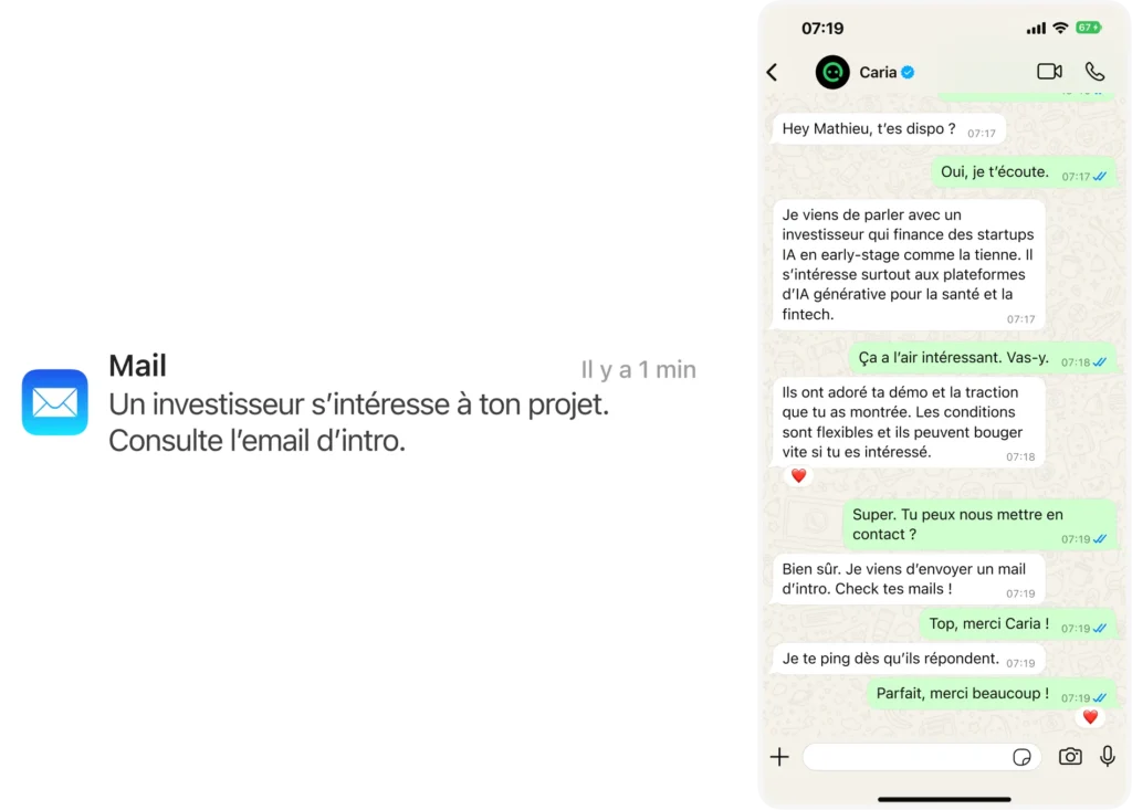 Rencontrer des investisseurs directement depuis WhatsApp