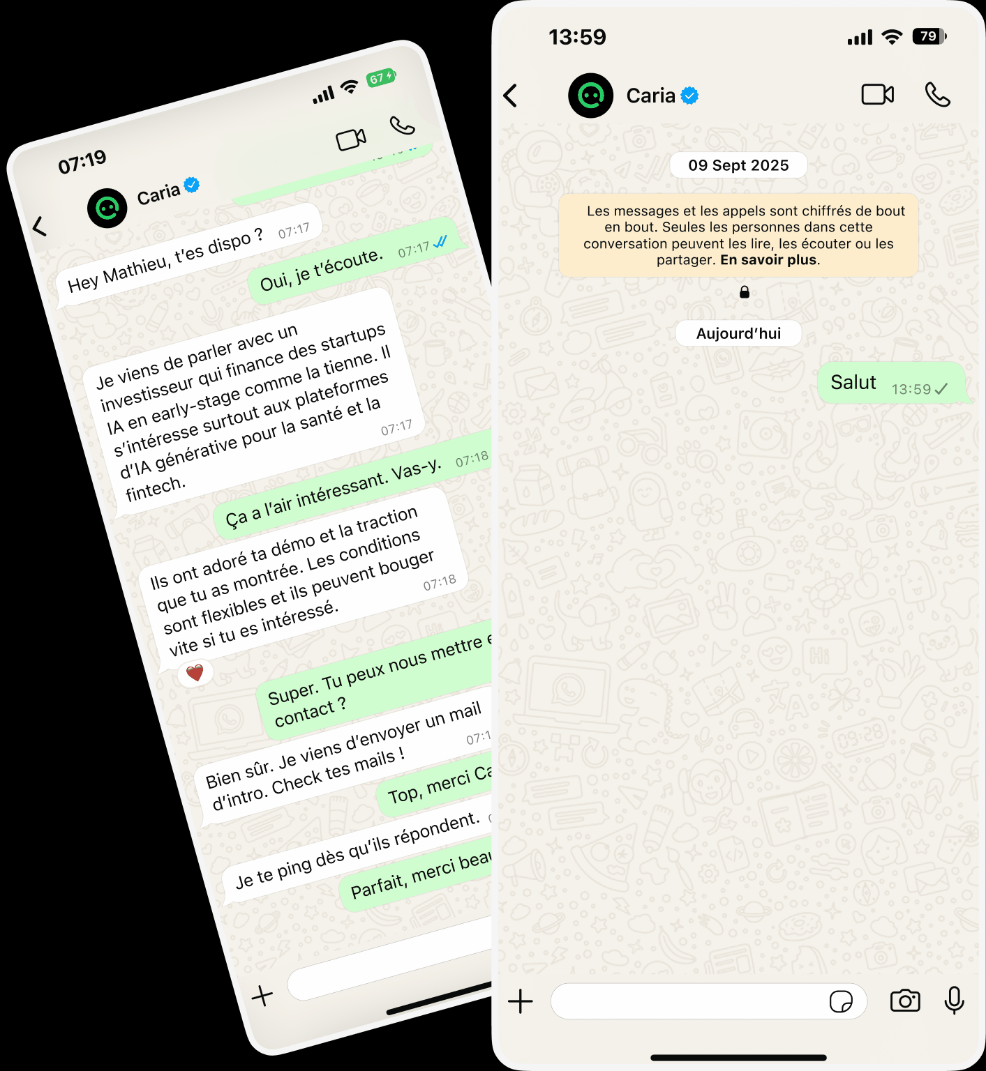 Ping Caria t'aides à trouver un job ou un investisseur directement depuis WhatsApp