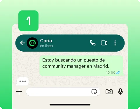 Escríbeme por WhatsApp. Cuéntame tus objetivos, tus habilidades y lo que buscas.