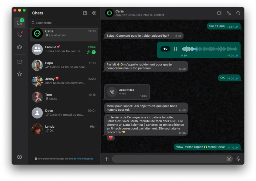Mise en relation des candidats et recruteurs sur whatsapp avec Ping Caria