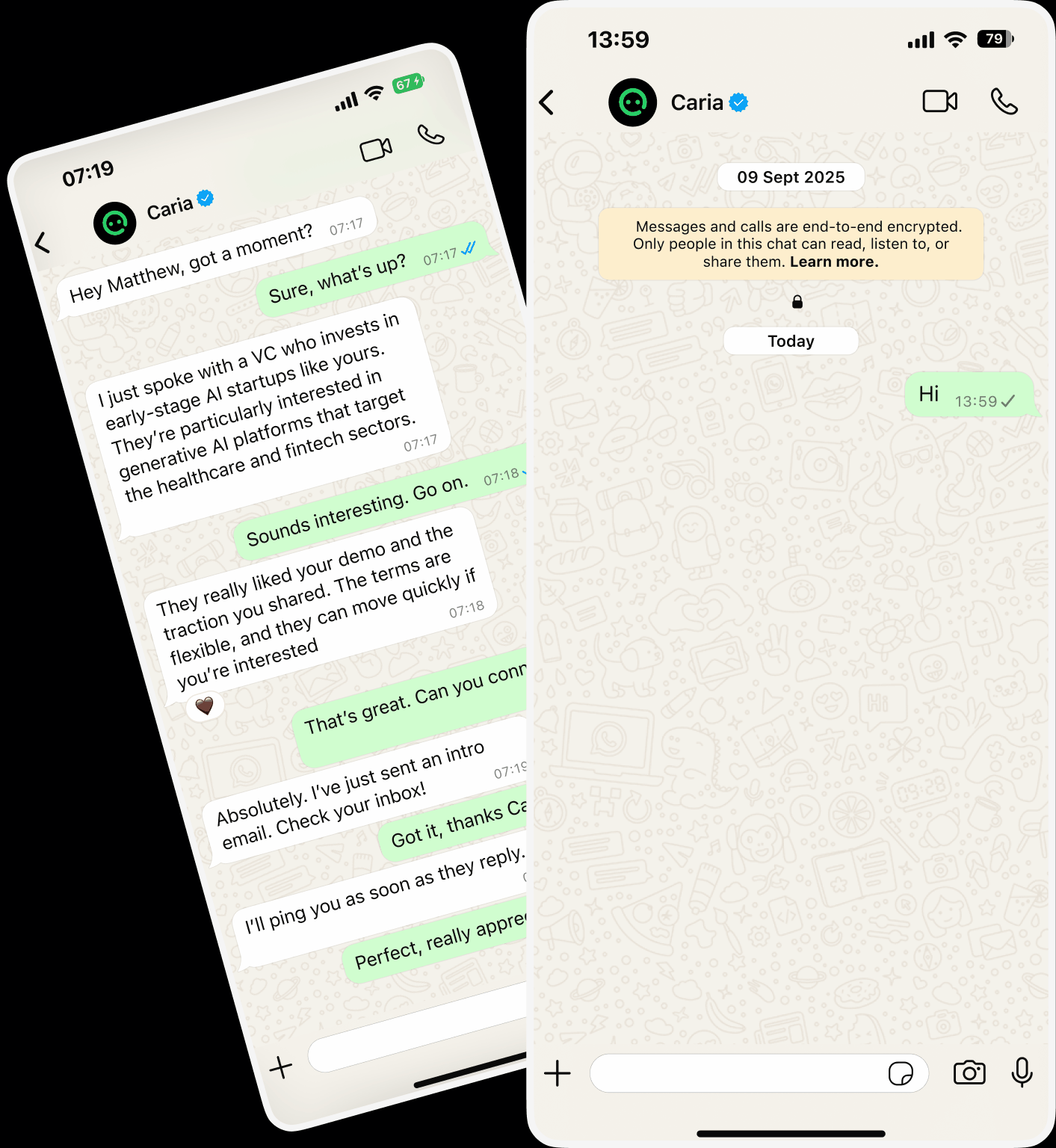 Ping Caria helps you find your dream job or an investor without leaving WhatsApp